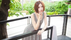 Woman dress asians brunettes short hair