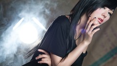 Woman dress asians models black dress Korean Hwang Mi Hee