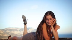 Woman dress Beaches blue eyes brunettes models beach girls 