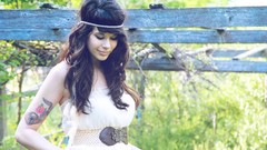 Woman dress belts tattoos brunettes