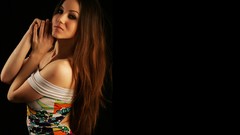 Woman dress black background brunettes high heels Sofi S