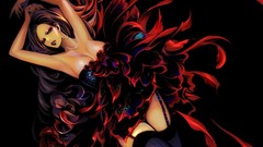 Woman dress black background stockings artwork