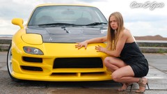 Woman dress blondes black dress mazda rx-7 girls with cars 