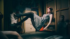 Woman dress brunettes levitation