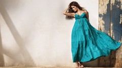 Woman dress brunettes models blue dress Isabeli Fontana