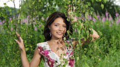 Woman dress brunettes models girls in nature