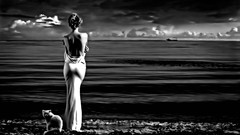 Woman dress cats monochrome