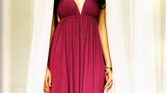 Woman dress Celebrity Actress asians brunettes Pink Dress 