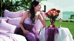 Woman dress Celebrity brunettes michelle reis purple dress