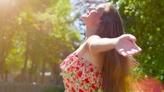 Woman dress earrings outdoors long hair brunettes