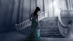 Woman dress forests stairways