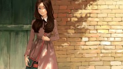 Woman dress handbag smiling blue eyes brunettes