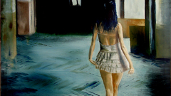 Woman dress legs back view artwork