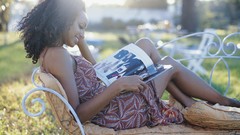 Woman dress legs smiling black people