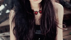 Woman dress long hair blue eyes brunettes black hair Helena