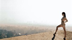 Woman dress long hair brunettes high heels