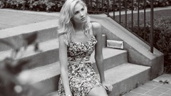 Woman dress monochrome blondes models berit birkeland stairways