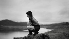 Woman dress monochrome rivers brunettes Taylor McCutchan Breana 