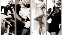 Woman dress monochrome stockings blondes lingerie models bra 