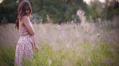 Woman dress outdoors closed eyes