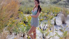 Woman dress outdoors long hair brunettes