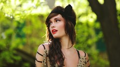 Woman dress outdoors long hair brunettes models casey carlson 