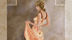 Woman dress paintings blondes artwork digital art fantasy art
