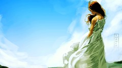 Woman dress paintings long hair artwork