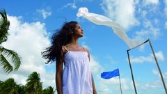 Woman dress palm trees