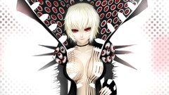 Woman dress red eyes blondes boobs