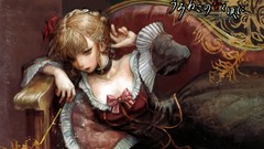 Woman dress Ribbons couch anime girls green eyes umineko no 