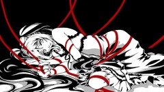 Woman dress Ribbons monochrome floor chains long hair hatsune 