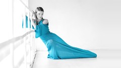 Woman dress selective coloring monotone