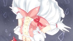 Woman dress socks bows falling pink hair pink eyes crying short 