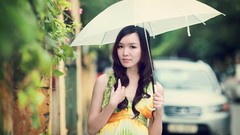 Woman dress Umbrellas asians brunettes Viet Nam