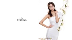 Woman dress white background asians brunettes white dress 