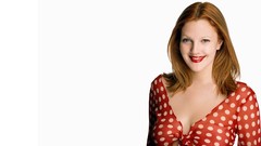 Woman Drew Barrymore Actress smiling green eyes redheads