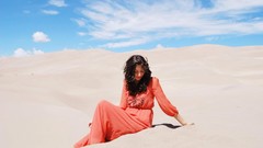Woman dust dunes deserts