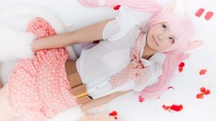 Woman ear Japanese asians pink hair models cosplay Enako