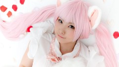 Woman ear Japanese asians pink hair short hair models cosplay 