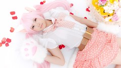 Woman ear Japanese pink hair models cosplay Enako