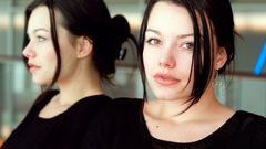 Woman earrings brown eyes brunettes mirrors Cosma Shiva Hagen