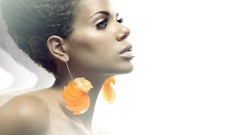 Woman earrings brunettes portraits