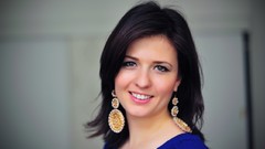 Woman earrings smiling