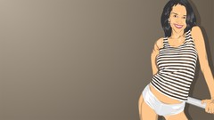 Woman earrings t-shirts smiling brunettes vector art striped 