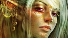 Woman ears elves faces blondes tattoos pink eyes Elven Princess