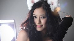 Woman ears faces asians models cat ears Korean portraits Kim Ha 