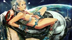 Woman Earth planets blondes science fiction outer space fantasy 