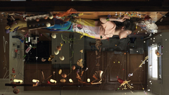 Woman eggs floating kitchen