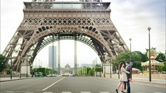 Woman Eiffel Tower Paris France couple long hair models Tour de 